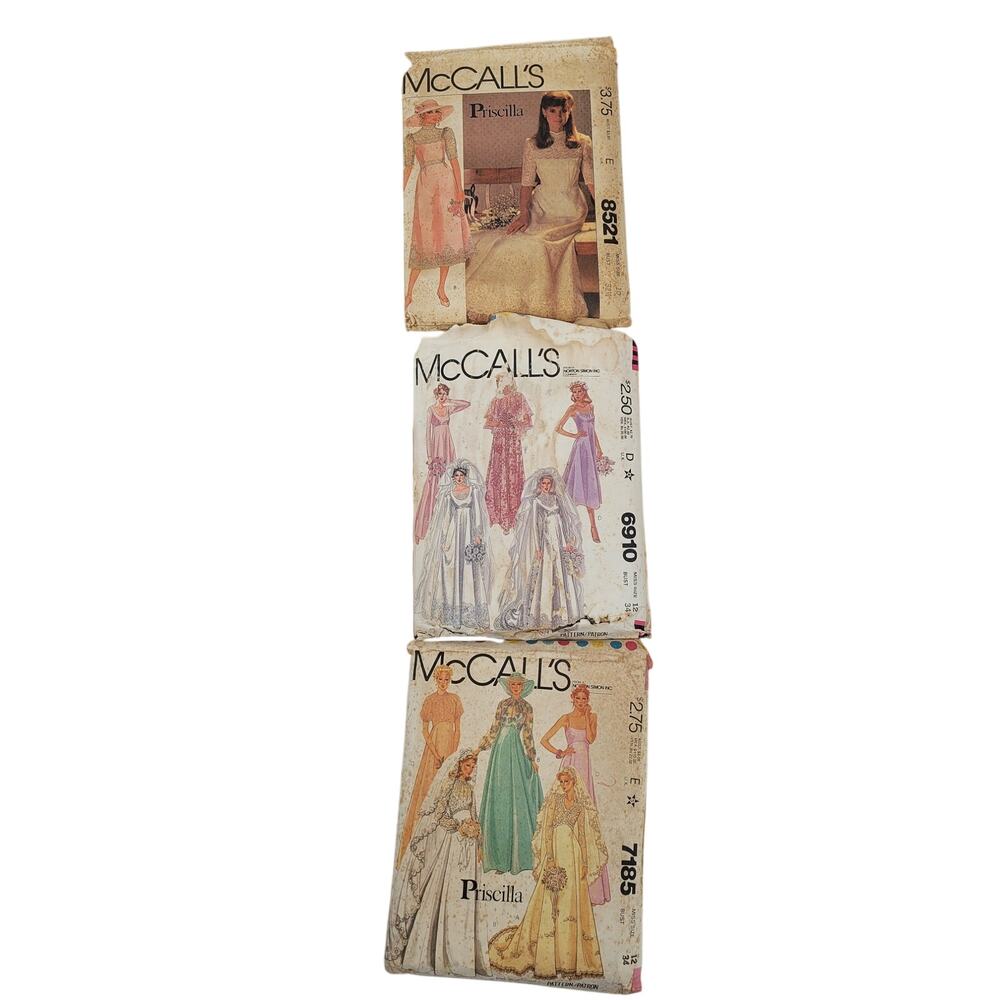 Vintage McCall’s 70s Bridal Gown Wedding Patterns Lot